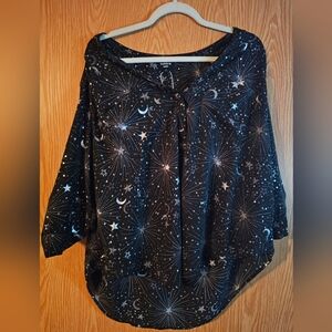 Torrid Black Starry Night Blouse Size 1